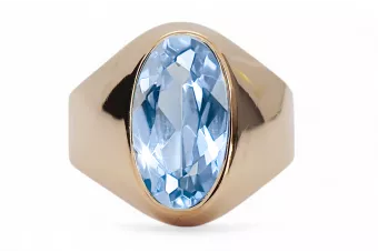 Vintage Ring Unikátny Aquamarine Originálny vinobranie 14K Produkt s Pink Gold VRC077R